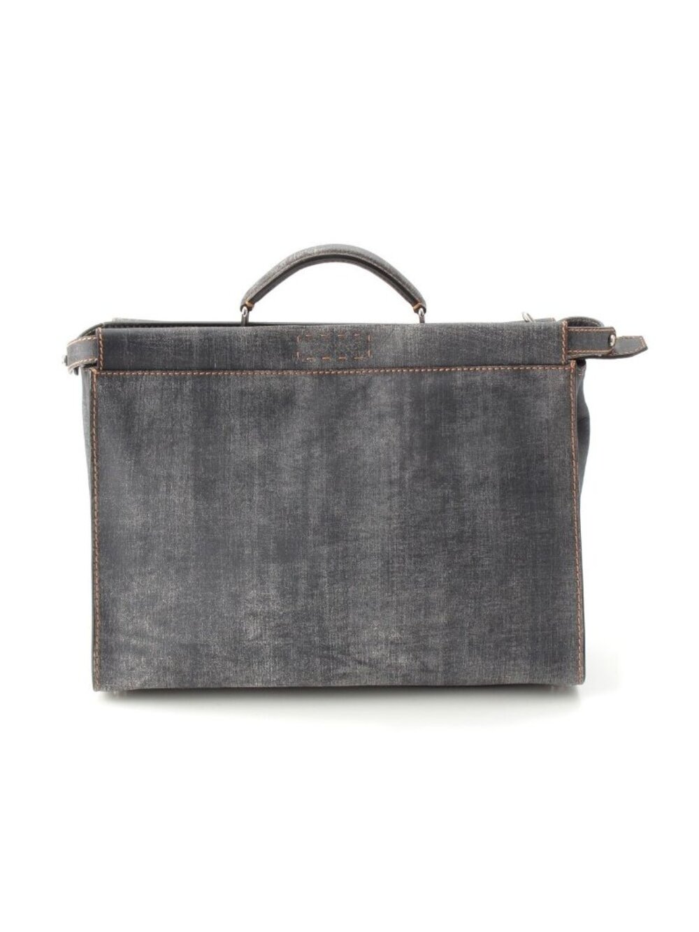 Fendi Peekaboo Leather 2-Way Shoulder Business Bag Indigo